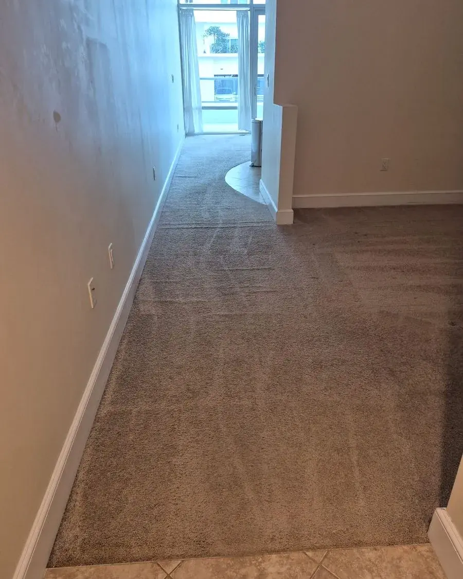 Freshly vacuumed carpet along an empty hallway after a move-out cleaning in Clermont, FL
