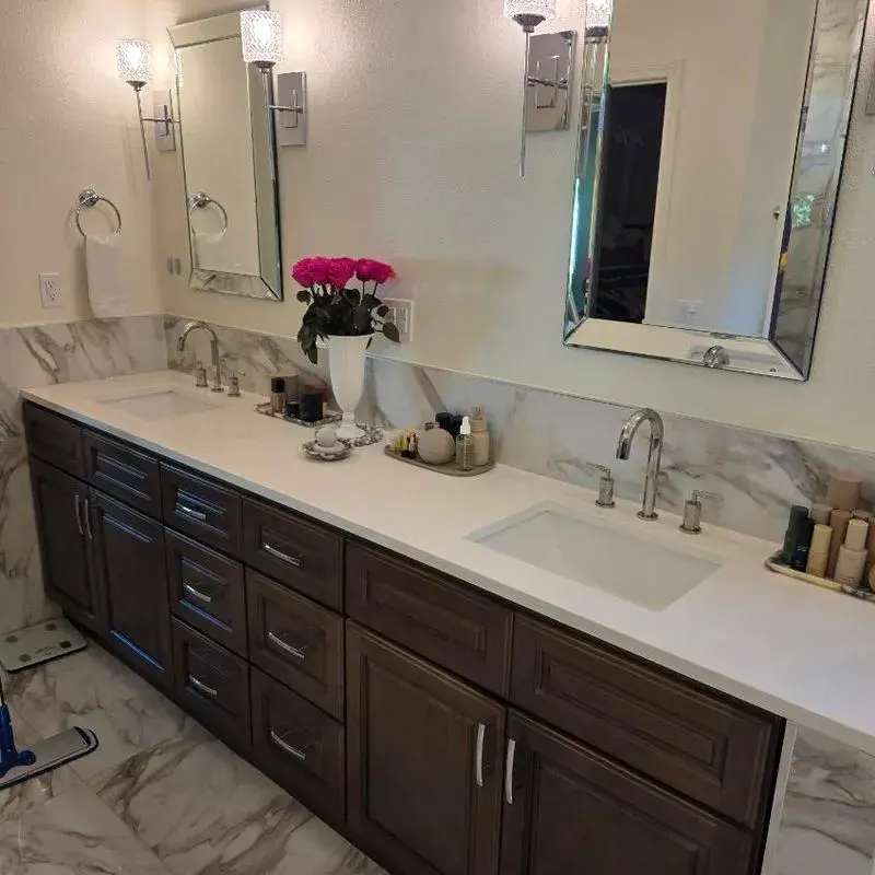 Double bathroom vanity and mirrors after a CleanieUp cleaning in Winter Garden, FL Double bathroom vanity and mirrors after a CleanieUp cleaning in Winter Garden, FL