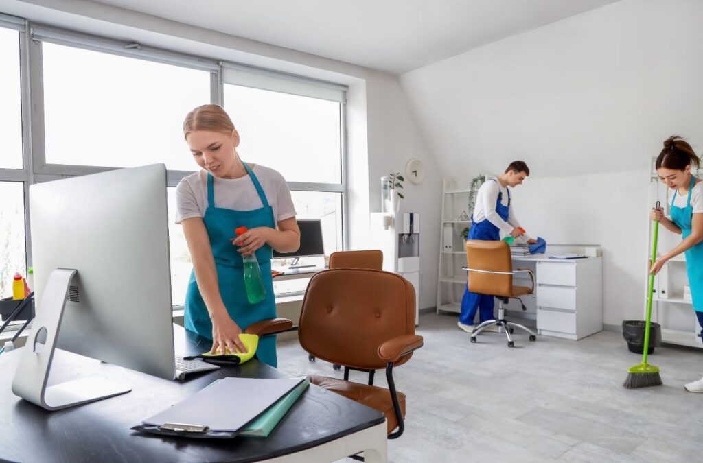 CleanieUp expert providing professional cleaning company services in a Winter Garden, FL office with precision and care, Cleaning Company Near Me.